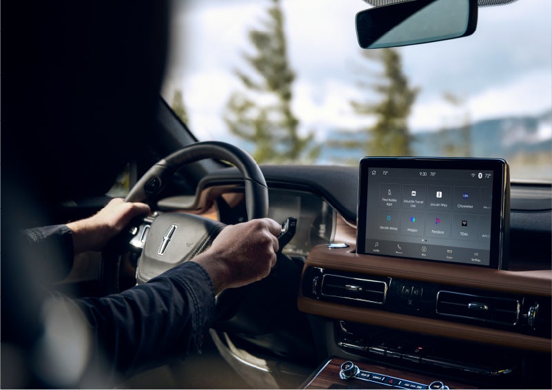 The Lincoln+Alexa app screen is displayed in the center screen of a 2023 Lincoln Aviator® Grand Touring SUV | Gary Yeomans Lincoln Ocala in Ocala FL