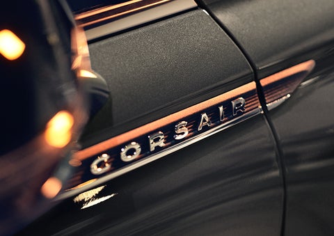 The stylish chrome badge reading “CORSAIR” is shown on the exterior of the vehicle. | Gary Yeomans Lincoln Ocala in Ocala FL