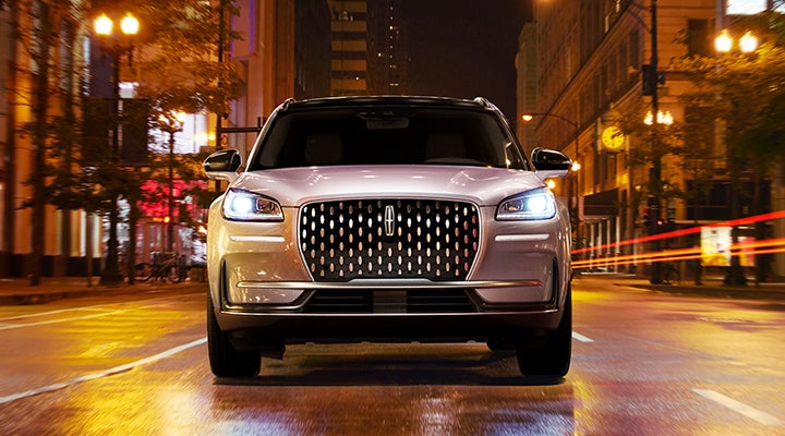 The striking grille of a 2024 Lincoln Corsair® SUV is shown. | Gary Yeomans Lincoln Ocala in Ocala FL